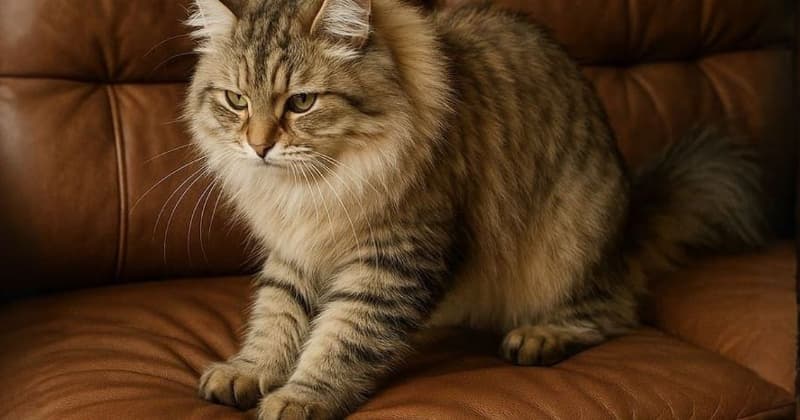ソファでふみふみをしている猫