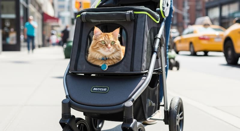 ペットカートに乗っている猫