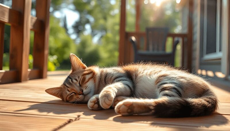 日向で眠っている猫