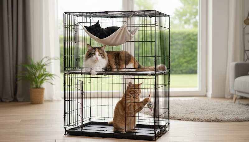 ケージの中の成猫二匹