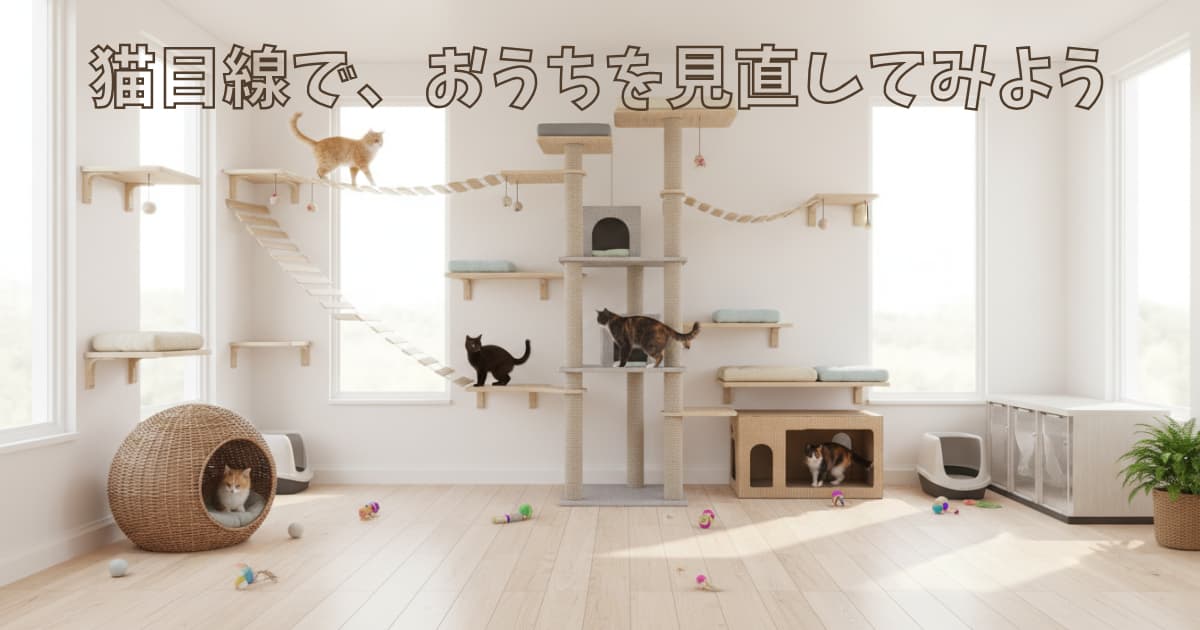 キャットタワーで遊ぶ猫