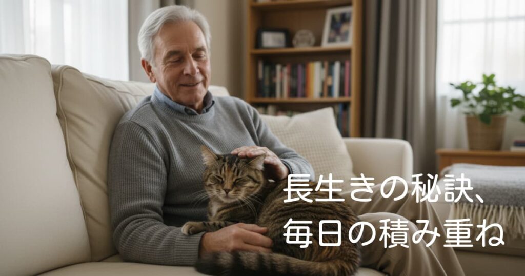 おじいさんとシニア猫