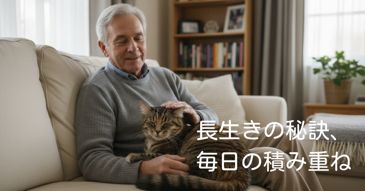 おじいさんとシニア猫