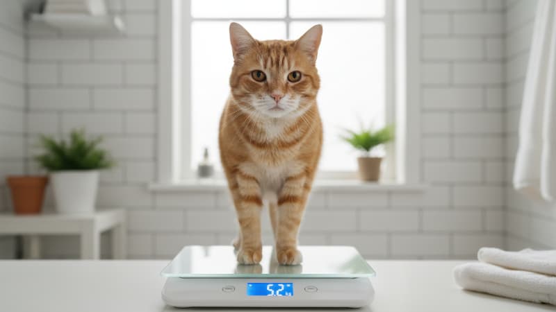 シニア猫の体重測定