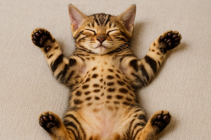 ベンガルの子猫のへそ天