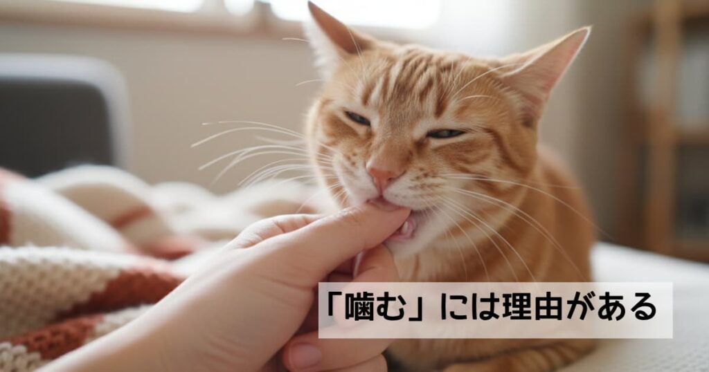 甘噛みをしている猫