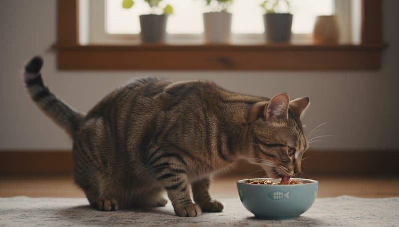 ウェットフードを食べる猫
