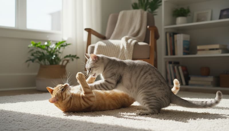 じゃれあってる二匹の成猫