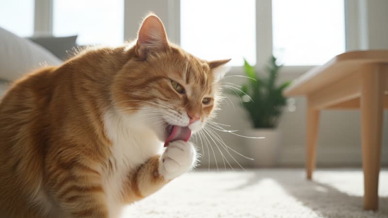 グルーミングしている猫