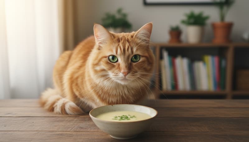 スープを飲む猫