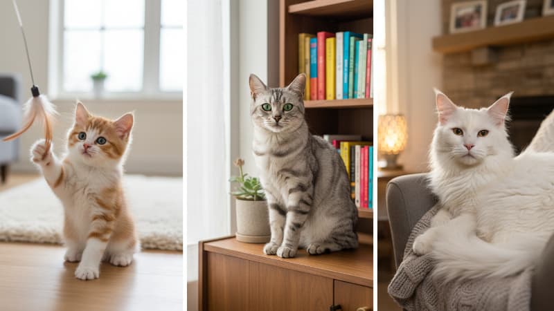 ６か月の子猫期、成猫期、シニア期の猫