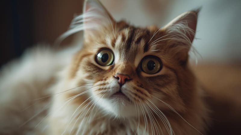 緊張している顔の猫