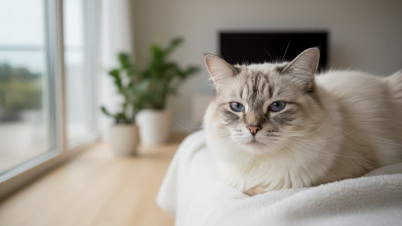 ソファに座っている猫