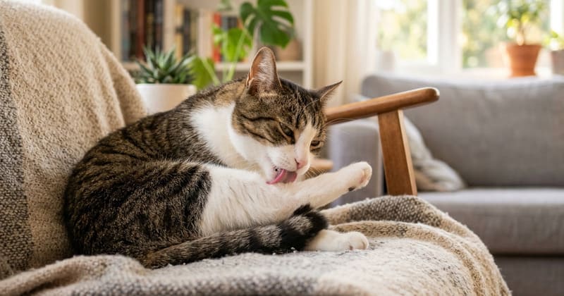 グルーミングしている猫