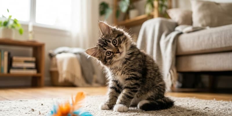 子猫が首をかしげている